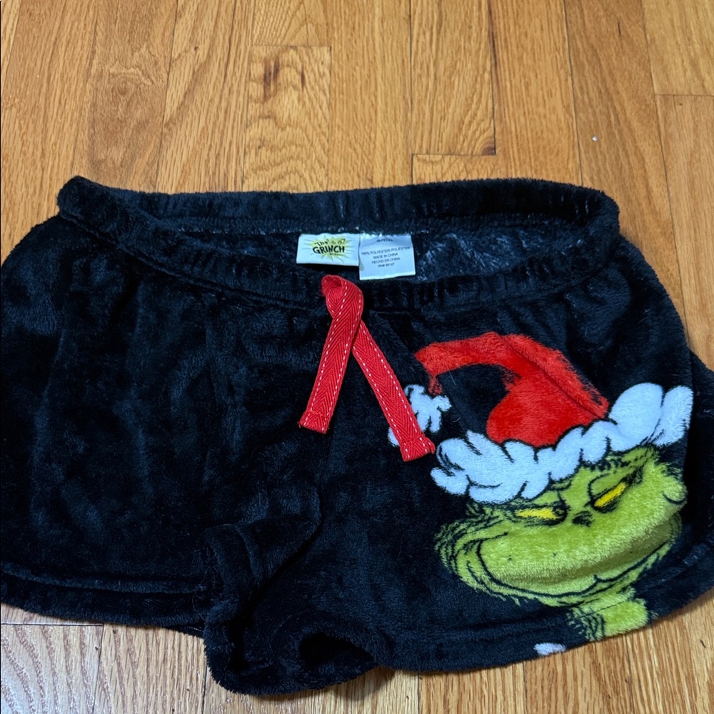 Dr. Seuss Black Fleece Shorts with Grinch Design